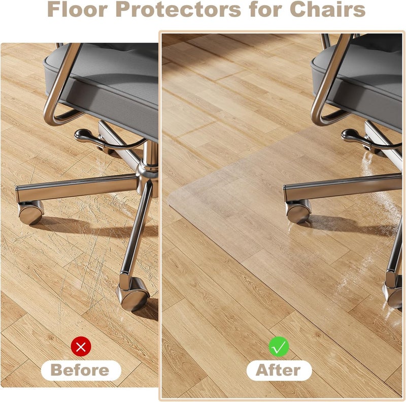 KEYDOL [Thickened to 2.0mm] 50"x60" Computer Chair Mat for Hardwood, PVC Office Mat for Hardwood Floor, Anti-Slip Rolling Chair Floor Protector,Vinyl Mats for Home, Under Desk Mats for Rolling Chairs - Image 3